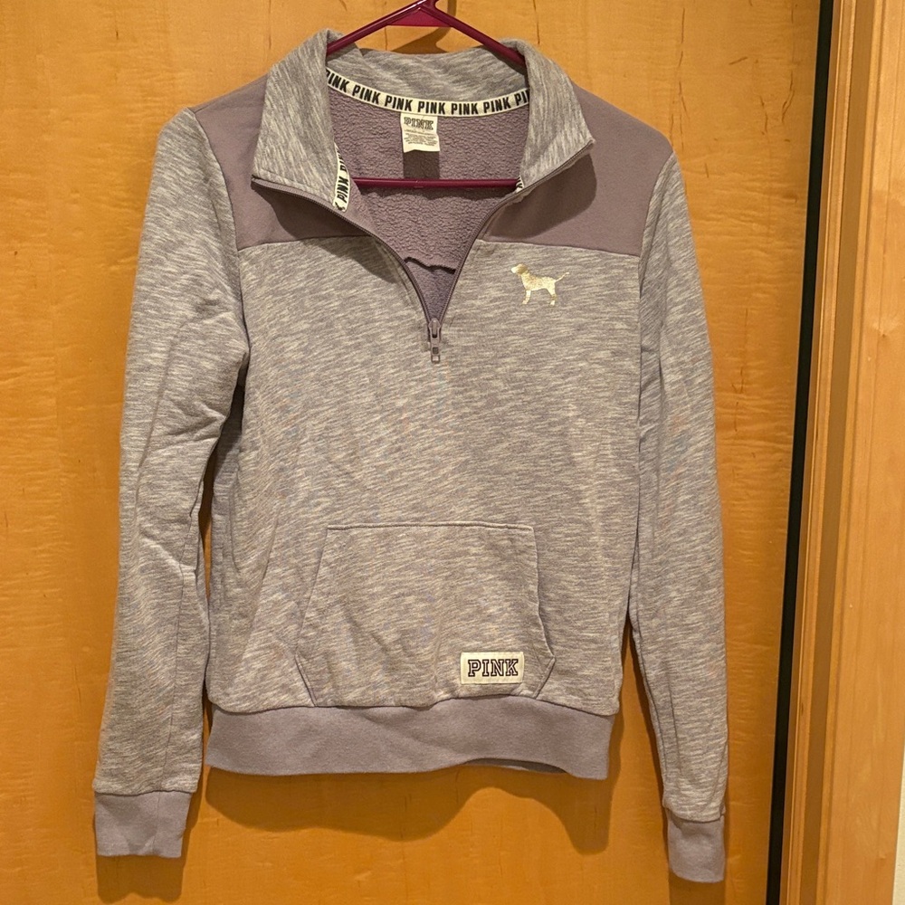 PINK Victoria's Secret Gray and Purple Love Pink Pullover